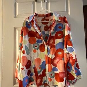 SHEIN Multicolor Polka Dot Button Down Shirt